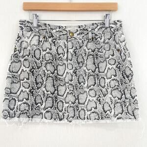 The Impeccable Pig Women's Snake Print Denim Skirt sz Medium Neutral Black White